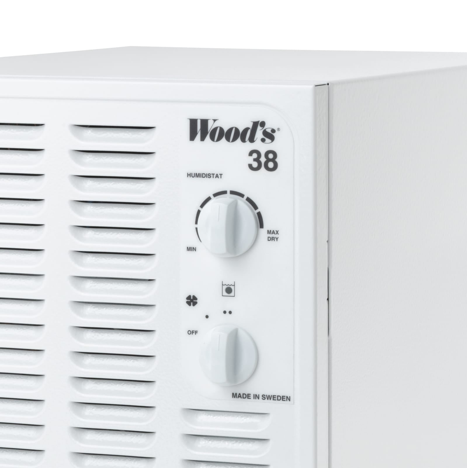Front view of Wood’s SW38FW heavy-duty dehumidifier
