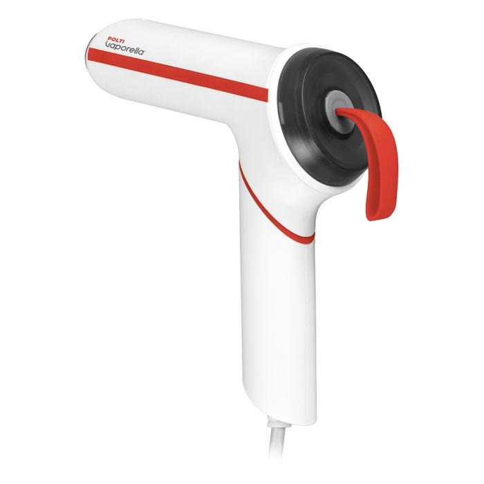 Professional vertical garment steamer removing wrinkles from shirts